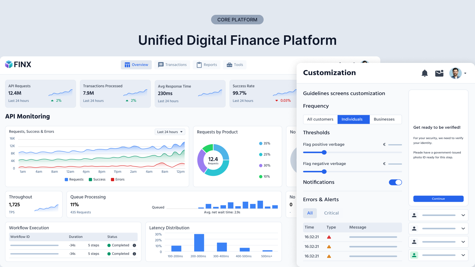 FINX Core Platform — Unified financial control dashboard