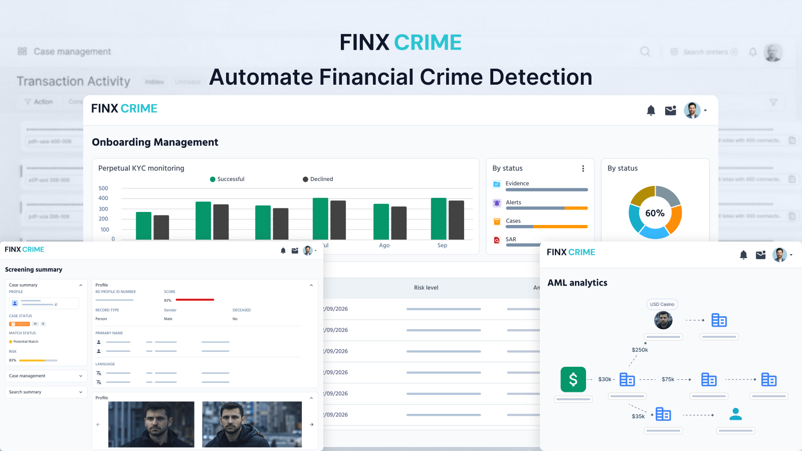 FINX Comply — Financial crime management dashboard